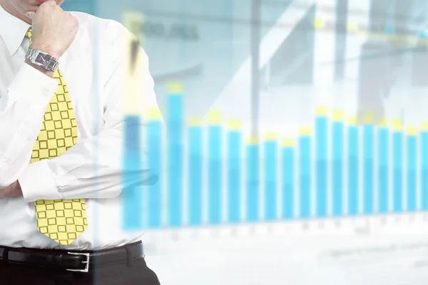 Businessman and stock exchange graph — Stock Photo, Image