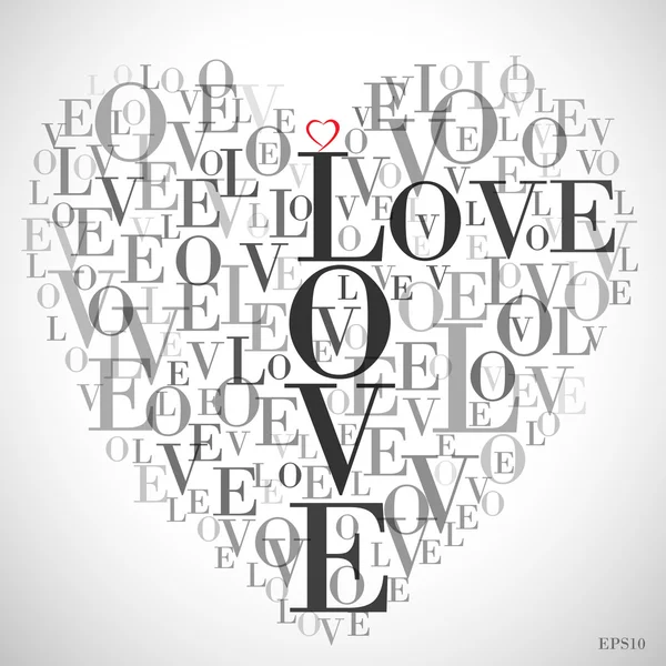 「愛の単語をから成っている心" — ストックベクタ