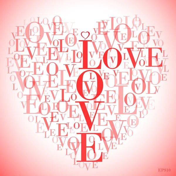 A heart made of words "LOVE" — Stock Vector