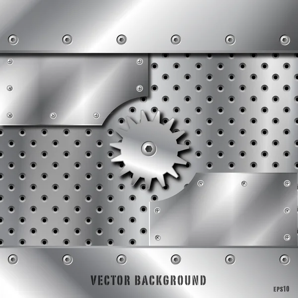 Placa de metal y engranajes vector — Vector de stock