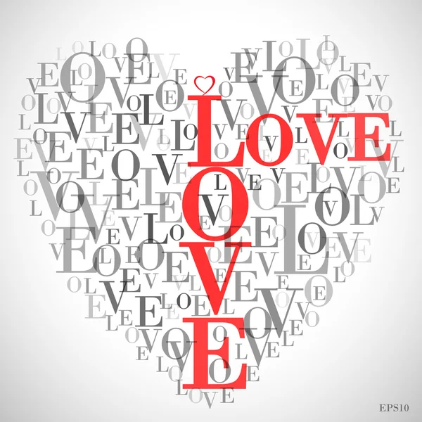 A heart made of words "LOVE" — Stock Vector