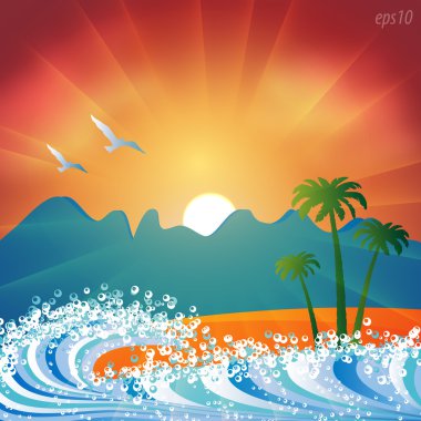 Summer holiday beach background vector clipart