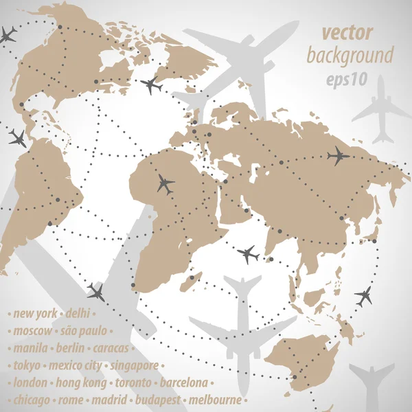 stock vector World map flight travel illustration