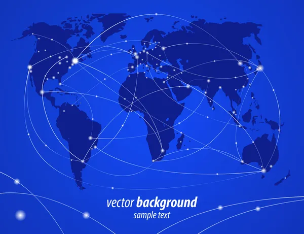Kaart van de wereld van de reizen van de nacht van het illustratie van vector — Stockvector