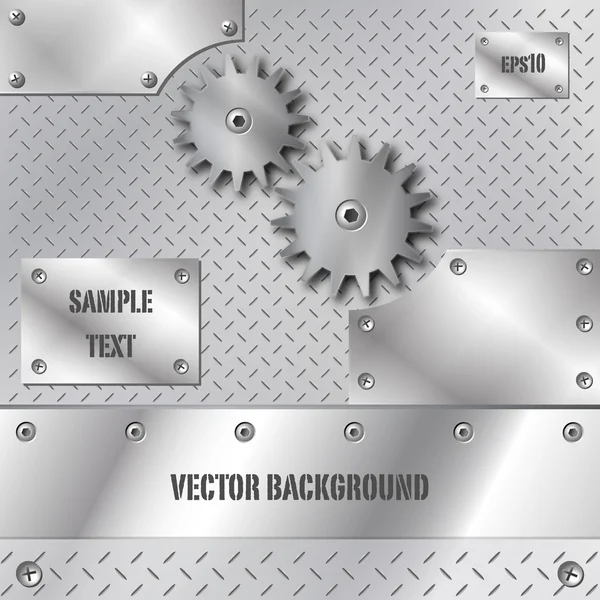 Plaque métallique et vecteur d'engrenages — Image vectorielle