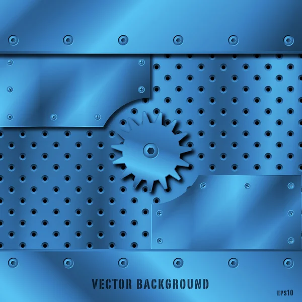 Blå metall pläterar och gears vektor — Stock vektor