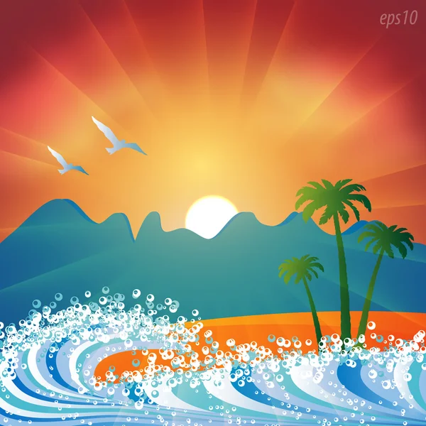 Letní prázdninové beach pozadí vektor — Stockový vektor