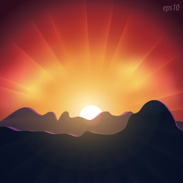 Захід сонця в горах — стоковий вектор
