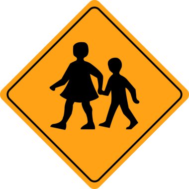 Children crossing school warning sign clipart