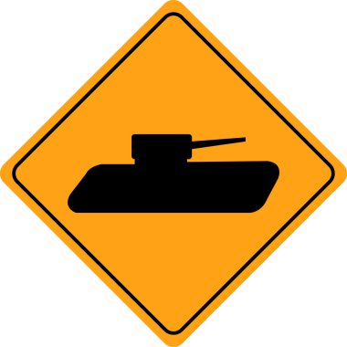 Tank crossing sign isolated clipart