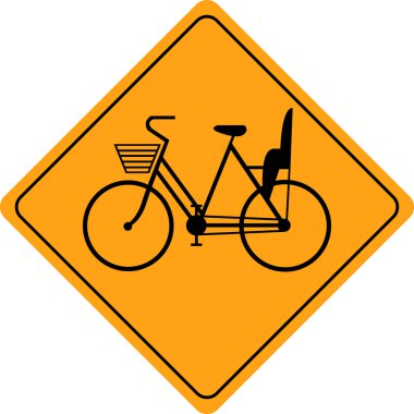 Woman bicycles road sign clipart