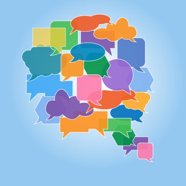 Large speech bubble made from colorful small bubbles clipart