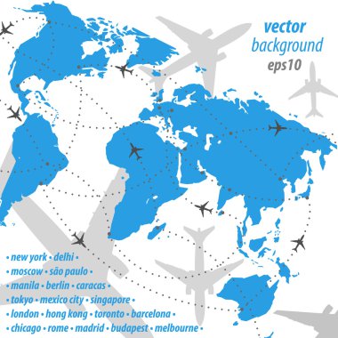 World map flight travel illustration clipart