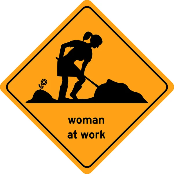 Frau bei der Arbeit Verkehrsschild — Stockvektor