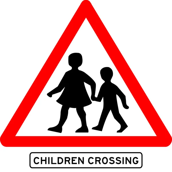 儿童穿越学校警告标志 图库插图