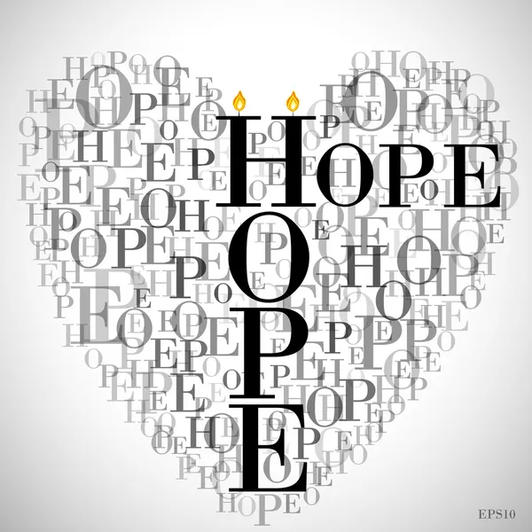一颗心由字"希望" 矢量图形