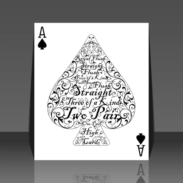 Pokerkarte Pik Ass - die perfekte Karte - Flyer-Design — Stockvektor