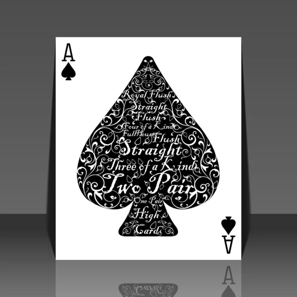 Pokerkarte Pik Ass - die perfekte Karte - Flyer-Design — Stockvektor