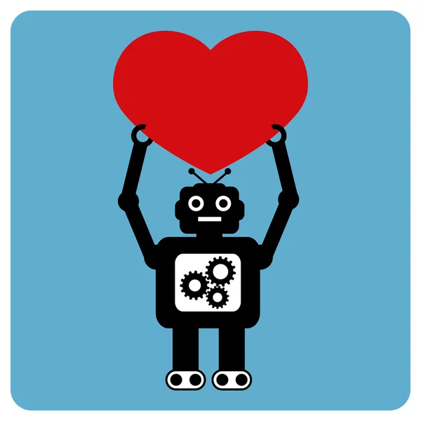 Moderne robot met een gelukkig hart relatie — Stockvector