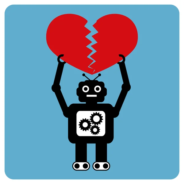 Robô moderno com coração esmagado — Vetor de Stock