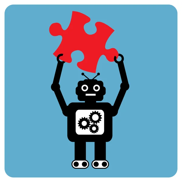 Robot moderne avec pièces de puzzle — Image vectorielle