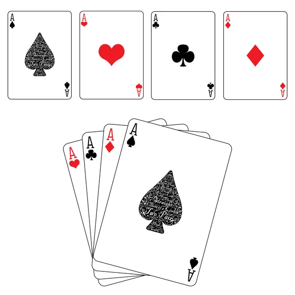 Poker carte pique diamants coeurs clubs ace — Image vectorielle