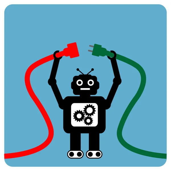 Robot moderne avec fiche de câble — Image vectorielle