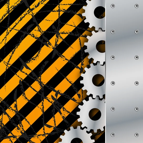 Plaque métallique et engrenages sur un vecteur de grunge sale — Image vectorielle
