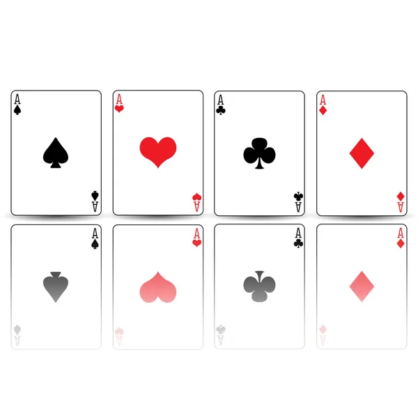 Odzwierciedlenie pokera karty piki diamenty serca kluby as — Wektor stockowy