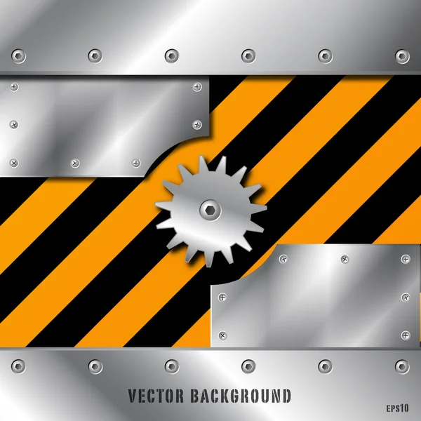 Placa de metal y engranajes vector en grunge — Archivo Imágenes Vectoriales