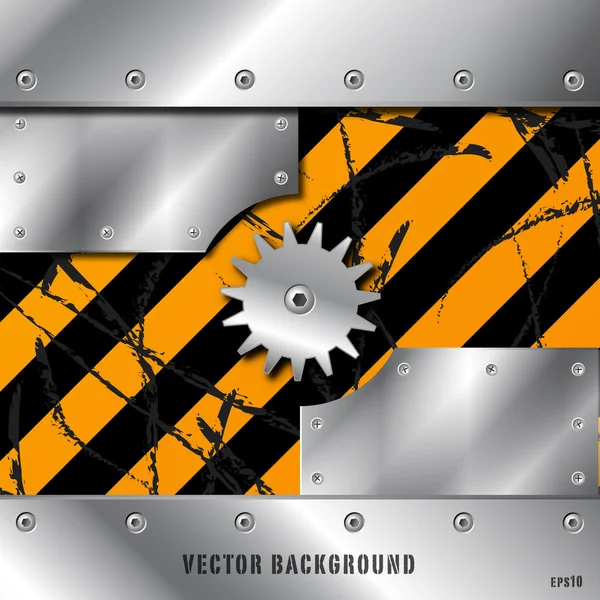 Placa de metal y engranajes vector en grunge sucio — Vector de stock