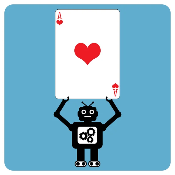 Robot moderne avec ace coeur — Image vectorielle