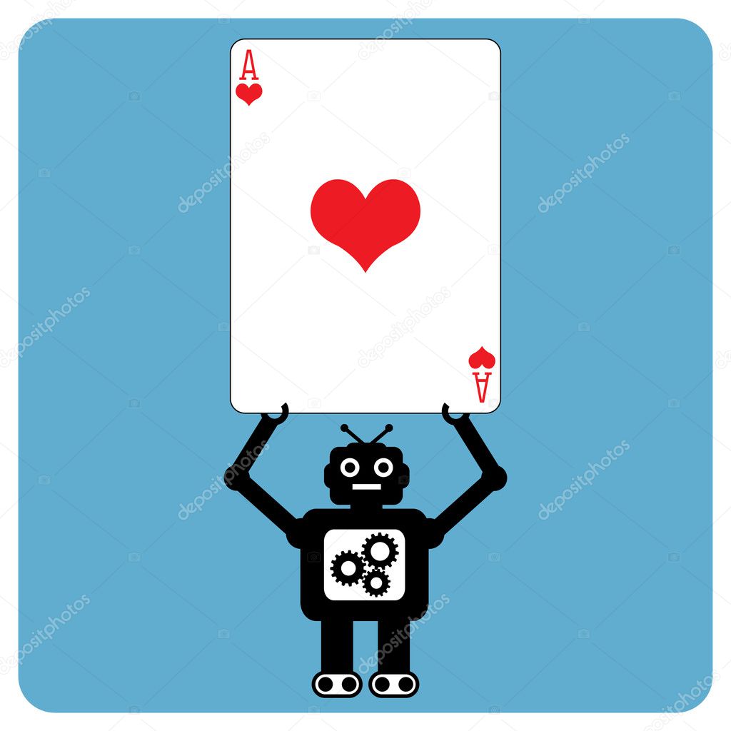 Modern robot with heart ace