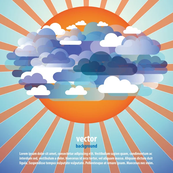 Abstract clouds and sun background vector — Stock Vector