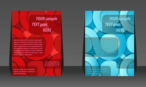 Abstract red and blue circle background flyer design — Stock Vector