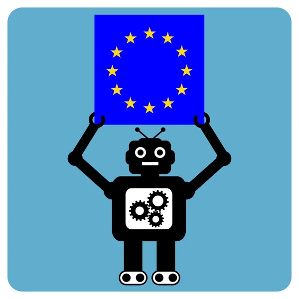 stock vector Modern robot with car flag of europe