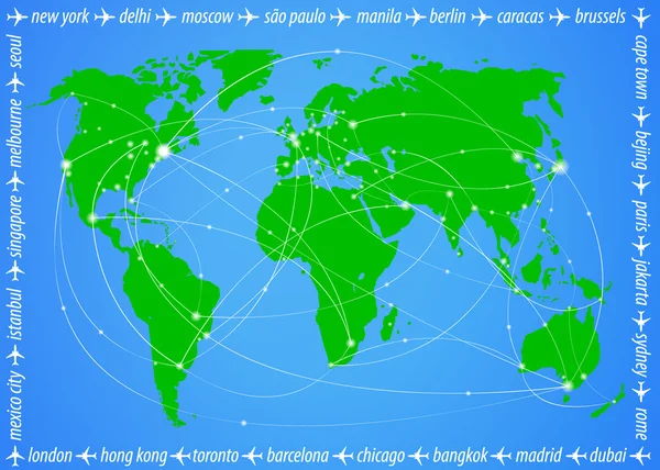 Vektorové ilustrace cestovní mapa světa — Stockový vektor