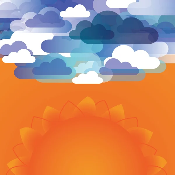 抽象的な雲と太陽の背景のベクトル — ストックベクタ