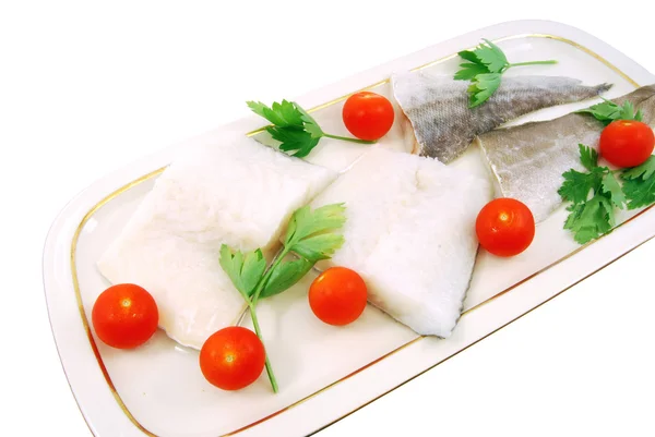 Filet of cod with tomatoes and parsley — Stock Photo, Image