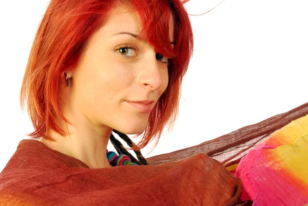 Rote Haare, gelassen lächelnd — Stockfoto
