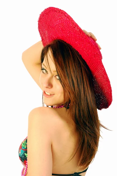 Krásná dívka s kloboukem — Stock fotografie