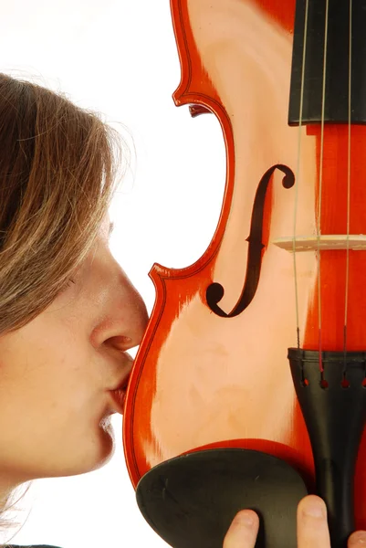 Vrouw met viool — Stockfoto