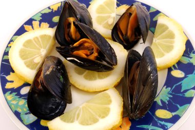 Plate of mussels clipart