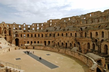 Overview of the Roman coliseum at El Jem in Tunisia clipart