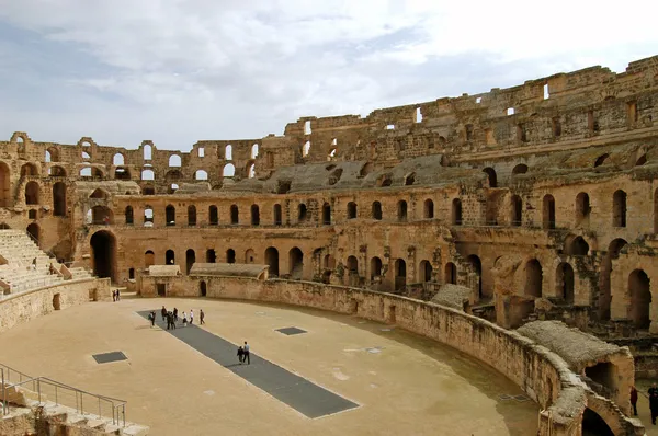 Обзор Римского Колизея Эль Джеме Тунисе — стоковое фото