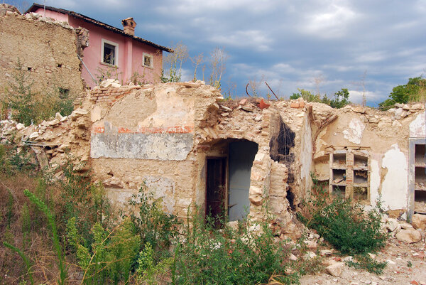 A view of destruction caused by the terrible earthquake in the village of Onna (Aquila)