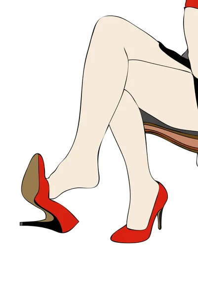 Nogi i czerwone buty — Zdjęcie stockowe