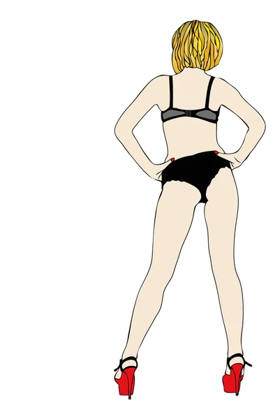 Mulher de lingerie preta — Fotografia de Stock