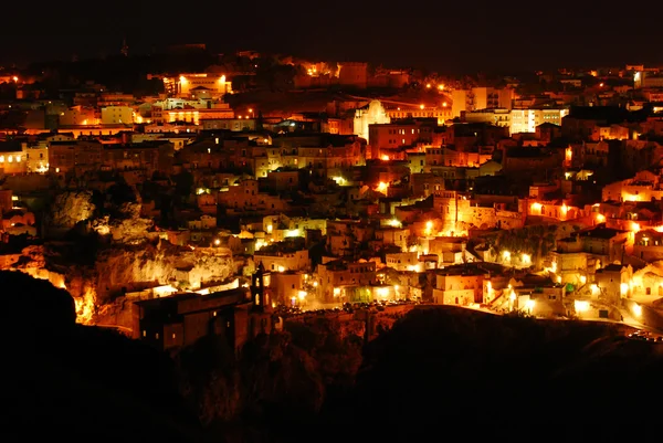 I "Sassi di Matera" di notte — Foto Stock