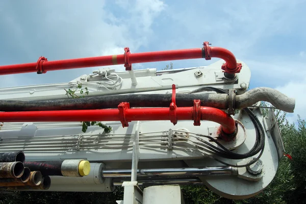 The tubes of a pump truck